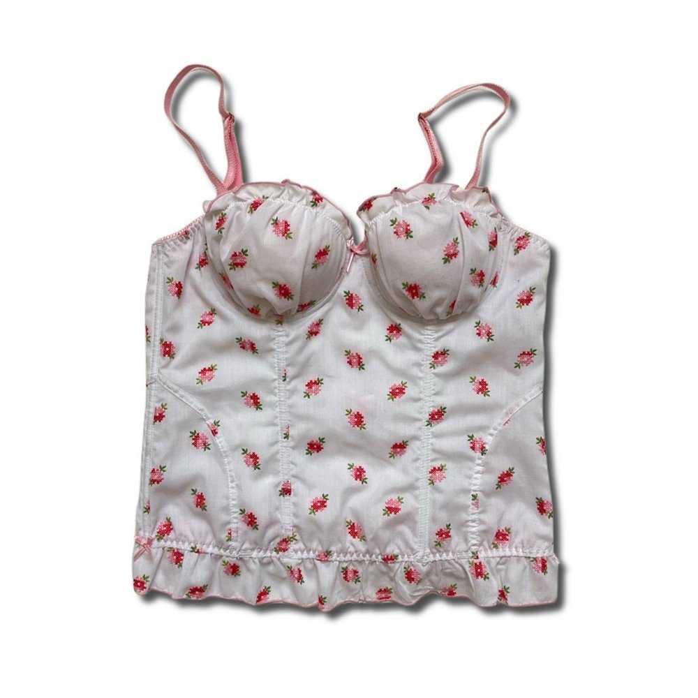 Floral Embroidery Corset Bustier Top